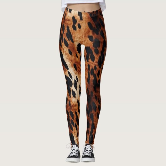 Black Cream Brown Cowhide Gold Leggings (Vorderseite)