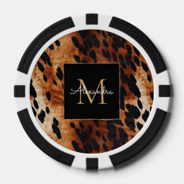 Black Cream Brown Cowhide Gold Monogram  Pokerchips