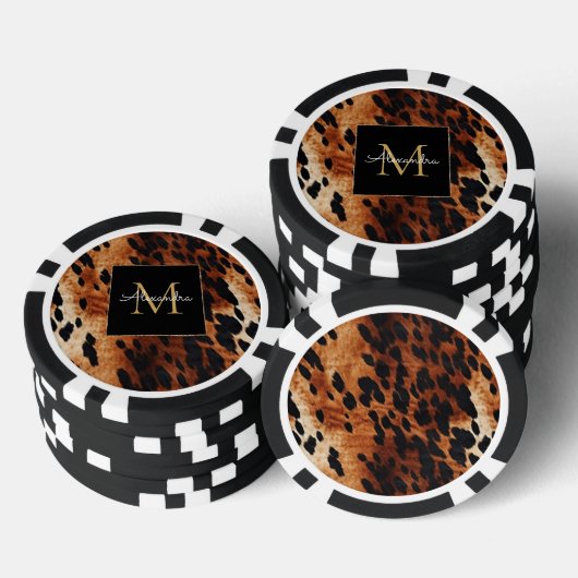 Black Cream Brown Cowhide Gold Monogram  Pokerchips (Stapel)