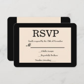 Black & Cream Chic Elegante Wedding RSVP Card (Vorne/Hinten)