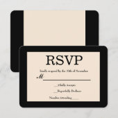 Black & Cream Chic Elegante Wedding RSVP Card Karte (Vorne/Hinten)