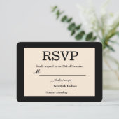 Black & Cream Chic Elegante Wedding RSVP Card Karte (Stehend Vorderseite)