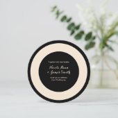 Black & Cream Chic Round Wedding Einladungen (Stehend Vorderseite)