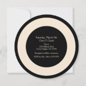 Black & Cream Chic Round Wedding Einladungen (Rückseite)