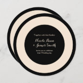 Black & Cream Chic Round Wedding Einladungen (Vorne/Hinten)