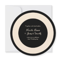 Black & Cream Chic Round Wedding Einladungen