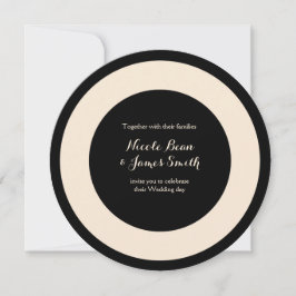 Black & Cream Chic Round Wedding Einladungen