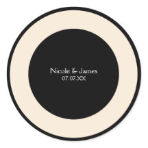 Black & Cream Chic Round Wedding Elegante Stickers