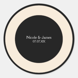 Black & Cream Chic Round Wedding Elegante Stickers