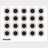 Black & Cream Chic Round Wedding Elegante Stickers (Blatt)