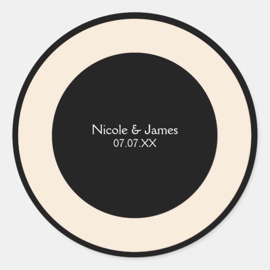 Black & Cream Chic Round Wedding Elegante Stickers (Vorderseite)