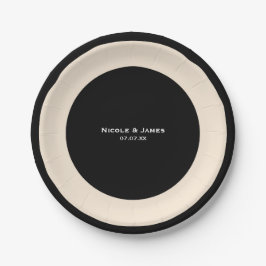 Black & Cream Chic Round Wedding Elegante Teller