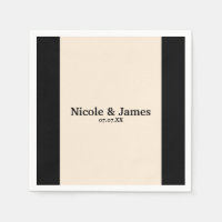 Black & Cream Chic Round Wedding Elegantes Napkins