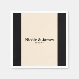 Black & Cream Chic Round Wedding Elegantes Napkins Serviette