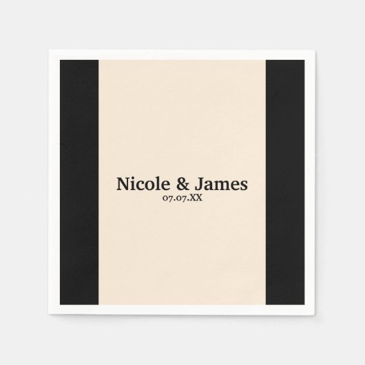 Black & Cream Chic Round Wedding Elegantes Napkins Serviette (Vorderseite)