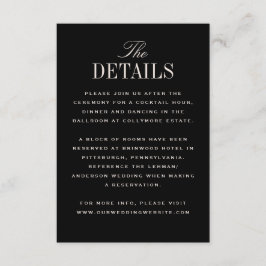 Black Cream Classic Elegance Hochzeitsdetails Begleitkarte