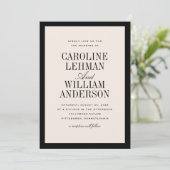 Black Cream Classic Elegante Hochzeit Einladung (Stehend Vorderseite)