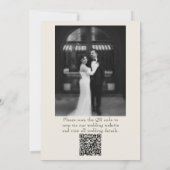 Black Cream Floral Botanical QR Code Photo Wedding Einladung (Rückseite)