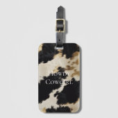 Black Cream Gold Western Cowhide Gepäckanhänger (Vorderseite Vertikal)