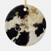 Black Cream Gold Western Cowhide Keramik Ornament (Vorne)