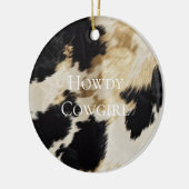 Black Cream Gold Western Cowhide Keramik Ornament (Links)