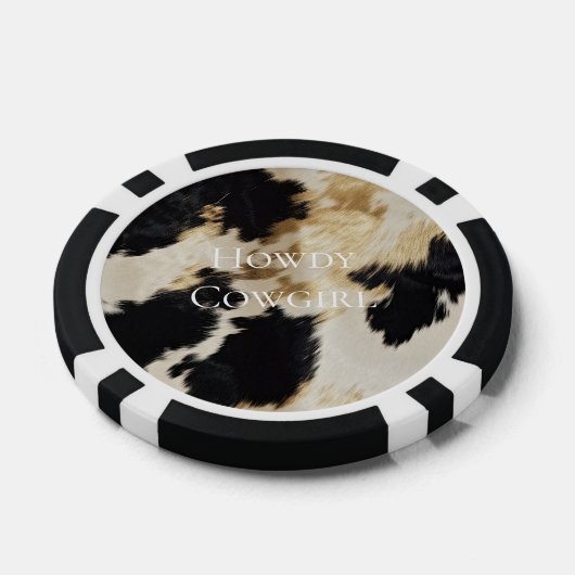 Black Cream Gold Western Cowhide Pokerchips (Einzeln)