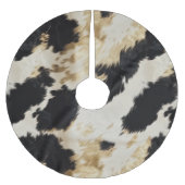 Black Cream Gold Western Cowhide Polyester Weihnachtsbaumdecke (Vorderseite)