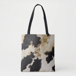 Black Cream Gold Western Cowhide Tasche