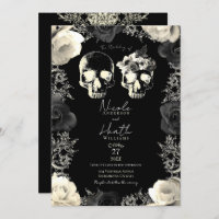 Black Cream Gray Skeleton Skull Gothic Wedding