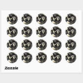 Black Cream Gray Skeleton Skull Gothic Wedding Runder Aufkleber (Blatt)