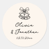 Black Cream Hand Drawn Quirky Wedding Runder Aufkleber (Vorderseite)