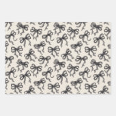Black Cream Hearts Flowers Bows Birthday Geschenkpapier Set (Vorderseite 3)