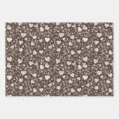 Black Cream Hearts Flowers Bows Birthday Geschenkpapier Set (Vorderseite 2)