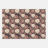 Black Cream Hearts Flowers Bows Birthday Geschenkpapier Set (Vorderseite)