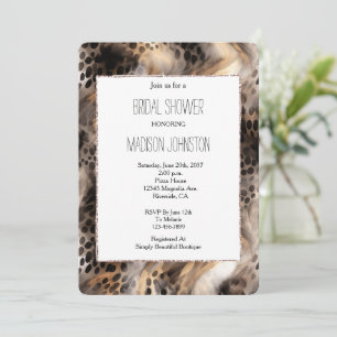 Black Cream Leopard Animal Brautparty Einladung