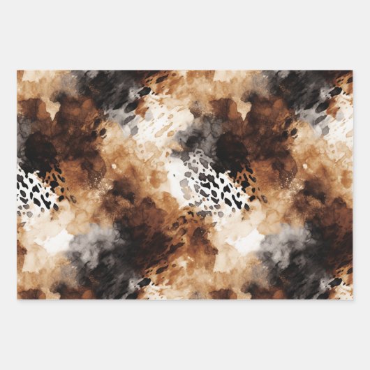 Black Cream Leopard Animal Brautparty Geschenkpapier Set (Vorderseite 3)