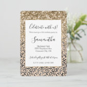 Black Cream Leopard Gold Glitzer Einladung (Stehend Vorderseite)