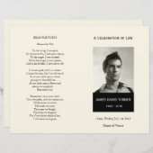 Black & Cream Order of Service Funeral Program (Vorne/Hinten)