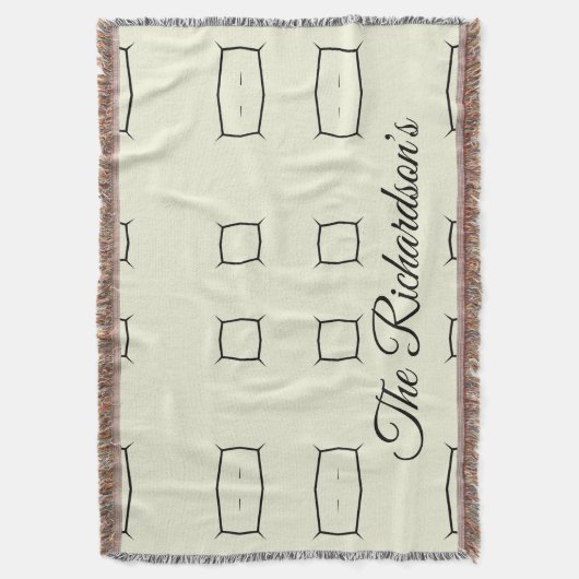 Black Cream Personalized Geometric Minimal Bedding Decke (Vorderseite Vertikal)