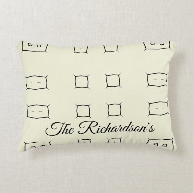 Black Cream Personalized Geometric Minimal Bedding Dekokissen (Vorderseite)