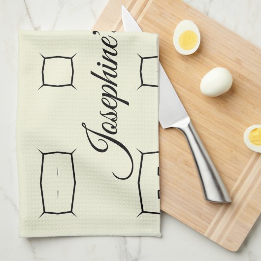 Black Cream Personalized Geometric Minimal Bedding Geschirrtuch (Viertel Falte)