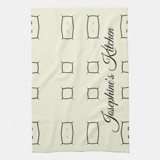 Black Cream Personalized Geometric Minimal Bedding Geschirrtuch (Vertikal)