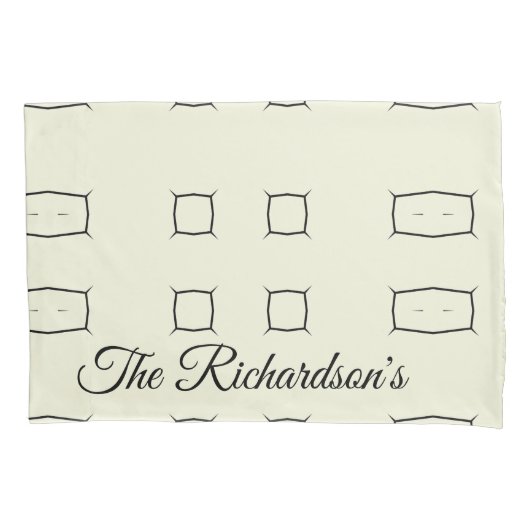 Black Cream Personalized Geometric Minimal Bedding Kissenbezug (Vorderseite)