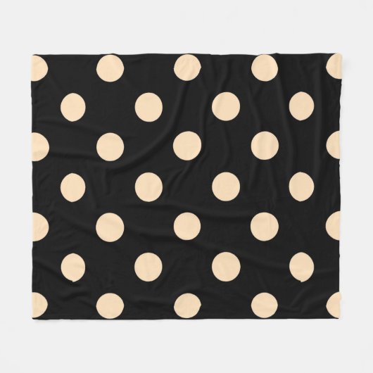 Black Cream Polka Dots Fleece Blanket (Vorderseite (Horizontal))