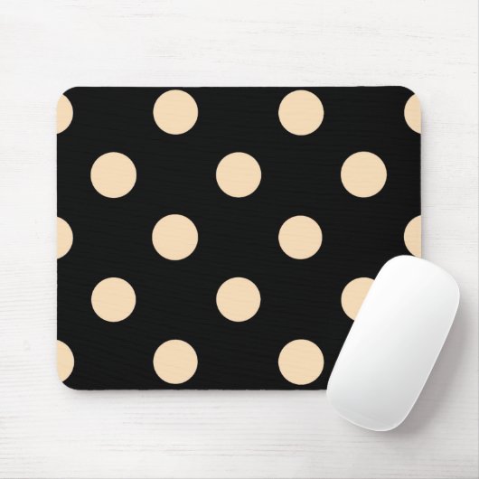Black Cream Polka Dots Mousepad (Mit Mouse)