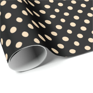 Black Cream Polka Dots Wrapping Paper Geschenkpapier