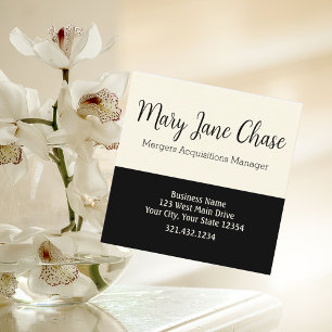 Black Cream Simplified Modern Square Business Card Quadratische Visitenkarte