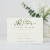 Black/Cream Snowberry+Eukalyptus Stem Wedding RSVP Karte (Stehend Vorderseite)