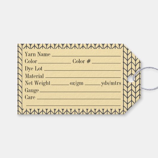 BLACK CREAM STRICK 3.5"x2" Garnmarken Geschenkanhänger (Vorderseite (Horizontal))