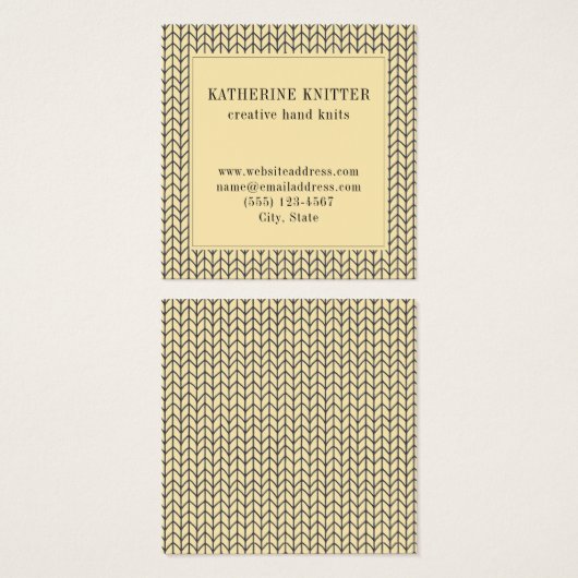 BLACK CREAM STRICK Square Business Card (Vorne & Hinten)